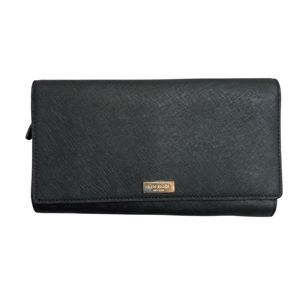 Kate Spade Black saffiano leather Clutch organizer wallet